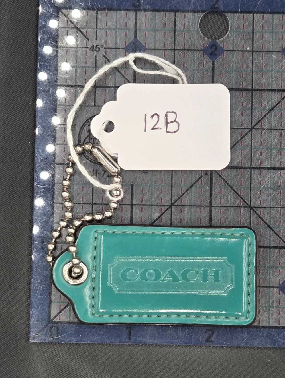 Coach Teal Leather Logo Hang Tag